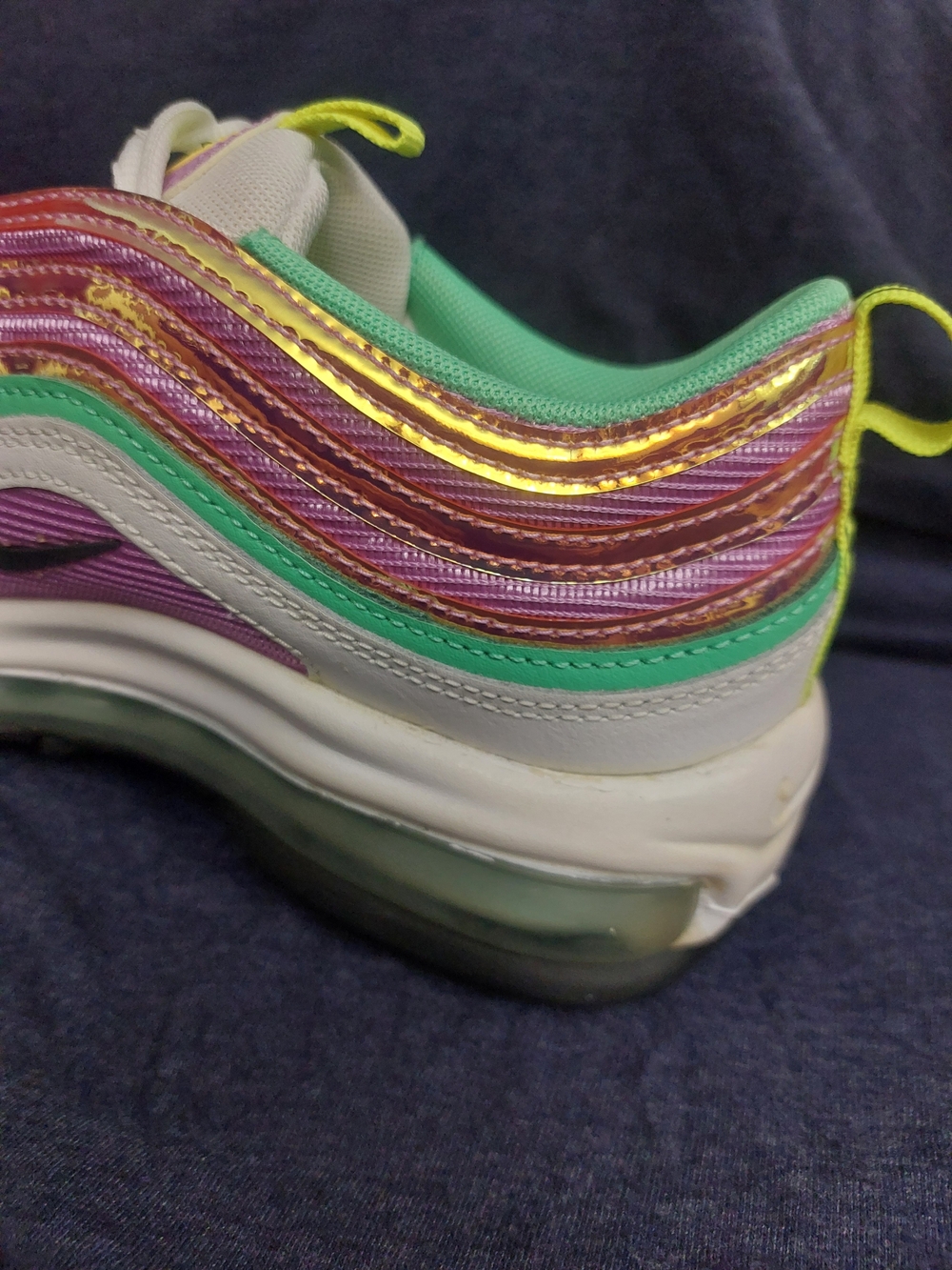 Nike Women’s Air Max 97 — Purple/Pink & Green Metallic Running Shoes Sz 8 - Picture 11 of 16